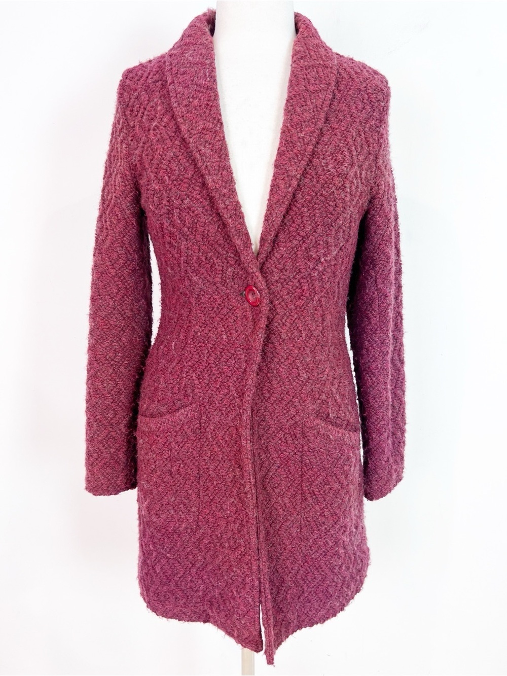 ISABELLA BIRD BURGUNDY PURPLE KNUBBY KNIT JACKET WOMENS SZ SMALL